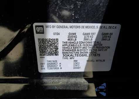 2024 GMC Terrain Sle z USA, uszkodzony, nr VIN 3GKALTEG6RL377875